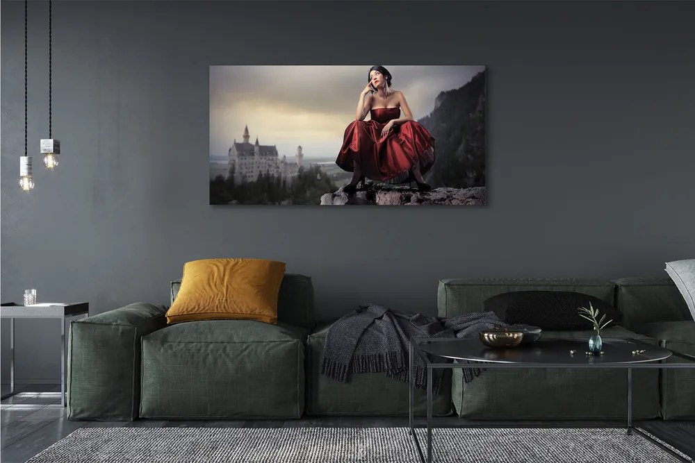 Fotoobraz na płótnie Kobieta w Sukni w Górach