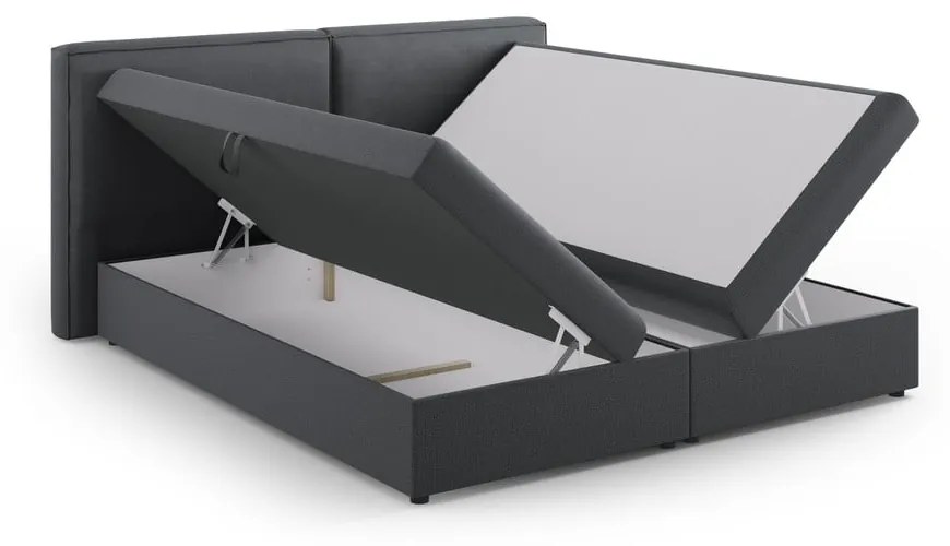 Ciemnoszare łóżko boxspring ze schowkiem 160x200 cm Arendal – Cosmopolitan Design