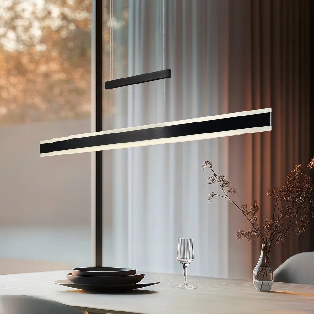 Lampa wisząca LED w kolorze matowej czerni z metalowym kloszem Arcola – Trio