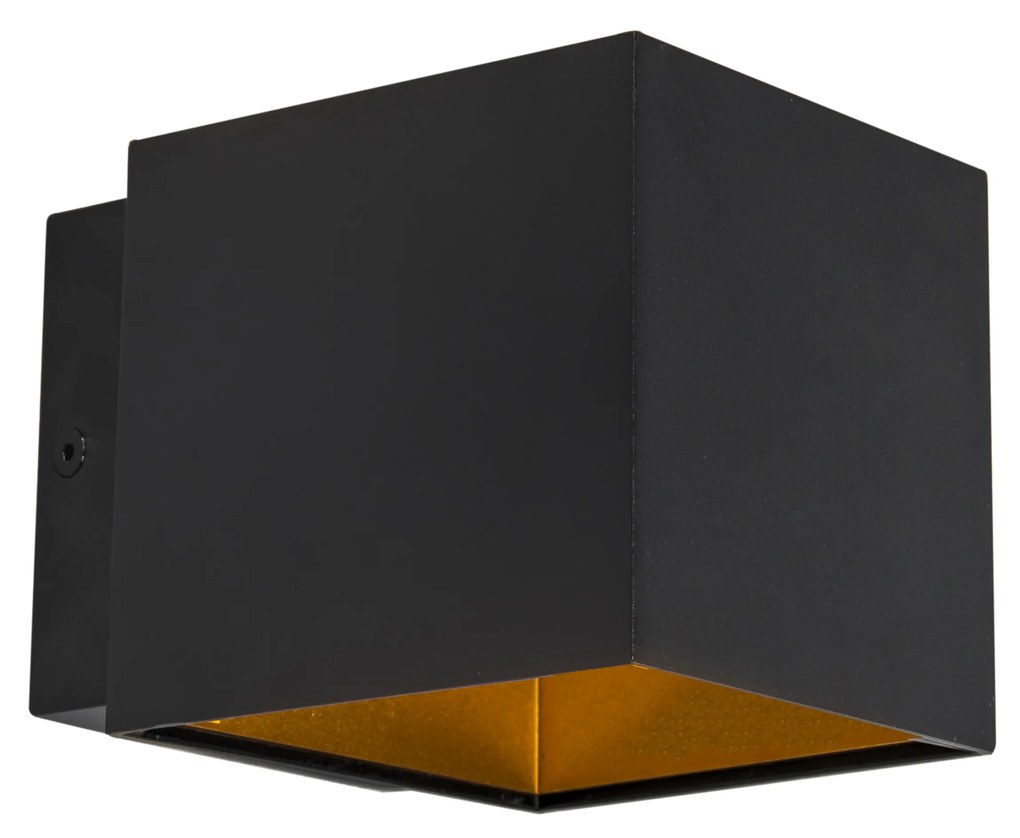 Designerska lampa ścienna czarna/złota z LED - Caja Nowoczesny Oswietlenie wewnetrzne