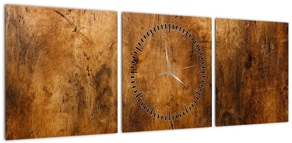 Obraz - Detal drewna (z zegarem) (90x30 cm)
