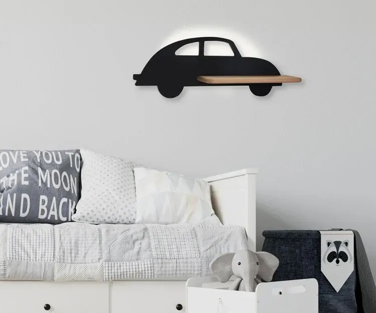 Czarny ścienny kinkiet samochód z przewodem W2-P09