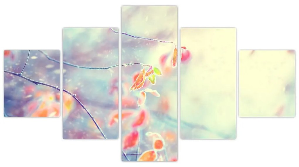 Obraz - Listki w lodzie (125x70 cm)