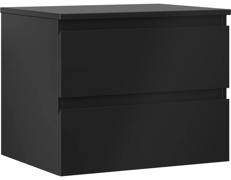 Mexen Orio szafka łazienkowa podumywalkowa 60 cm z blatem, 2 szuflady, czarna mat - 91A10-06047-2-BFFC71