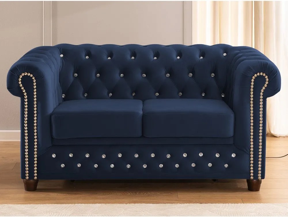 Niebieska aksamitna rozkładana sofa 148 cm York Blik – Ropez