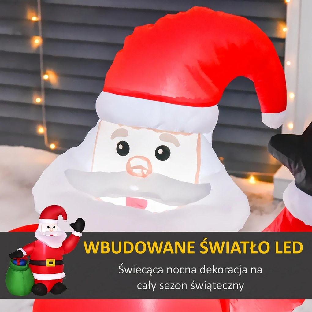 Homcom Dmuchany Mikołaj Pompowany Świecący Led