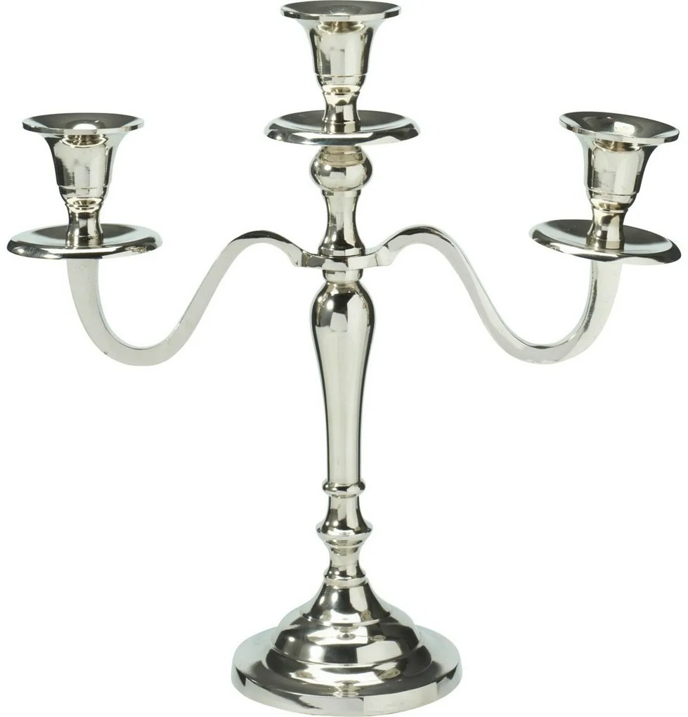Metalowy świecznik 3-ramienny 29x10x30 cm, kolor srebrny, dekoracja 1