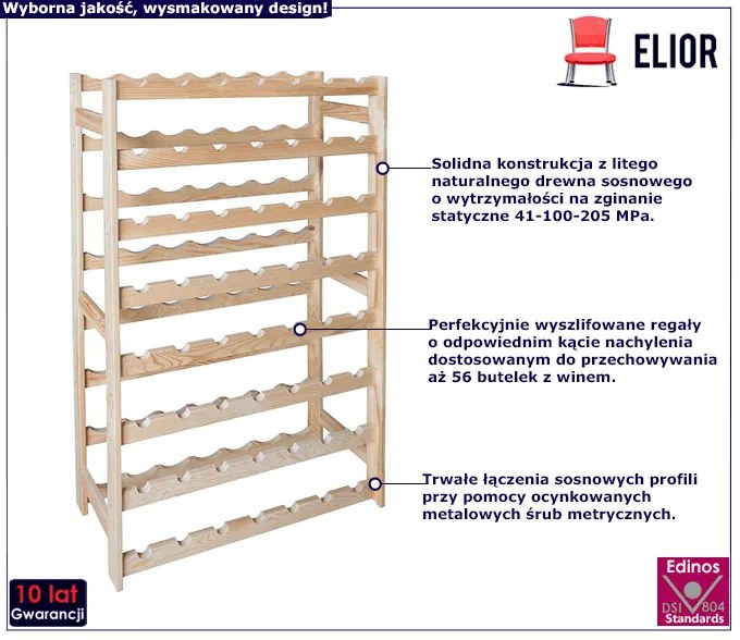 Wysoki drewniany regał na wino Timi 15X