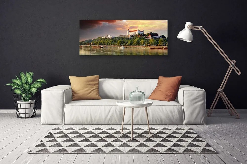 Fotoobraz na płótnie Panorama Miasta nad Jeziorem