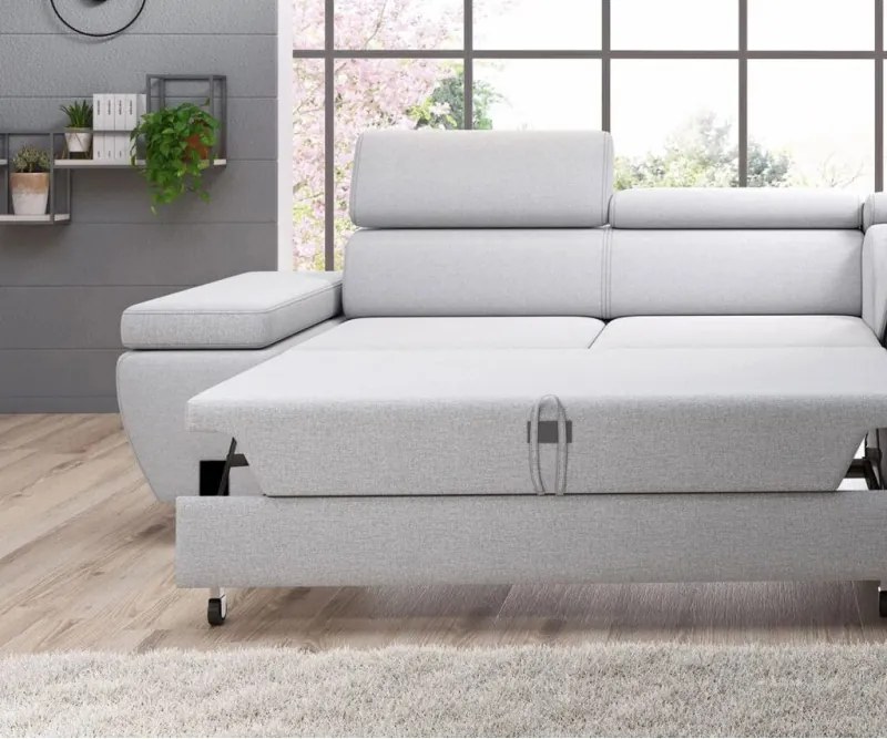 Narożnik MOLINA L układ L Prawostronny z funkcją spania w tkaninie CLOUD WERSAL