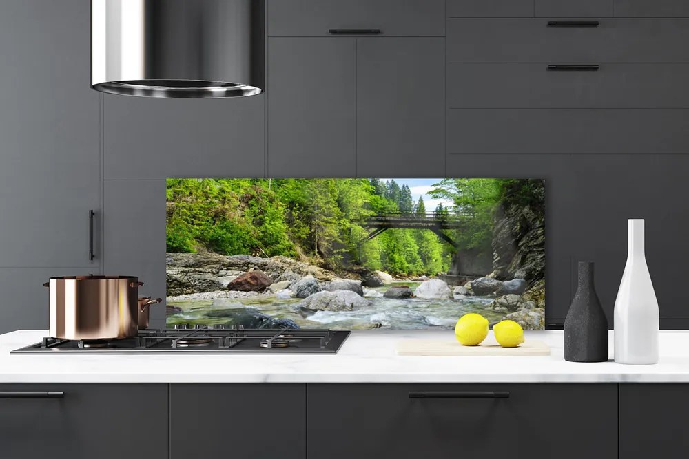 Panel Szklany Mostek w Cieniu Drzew