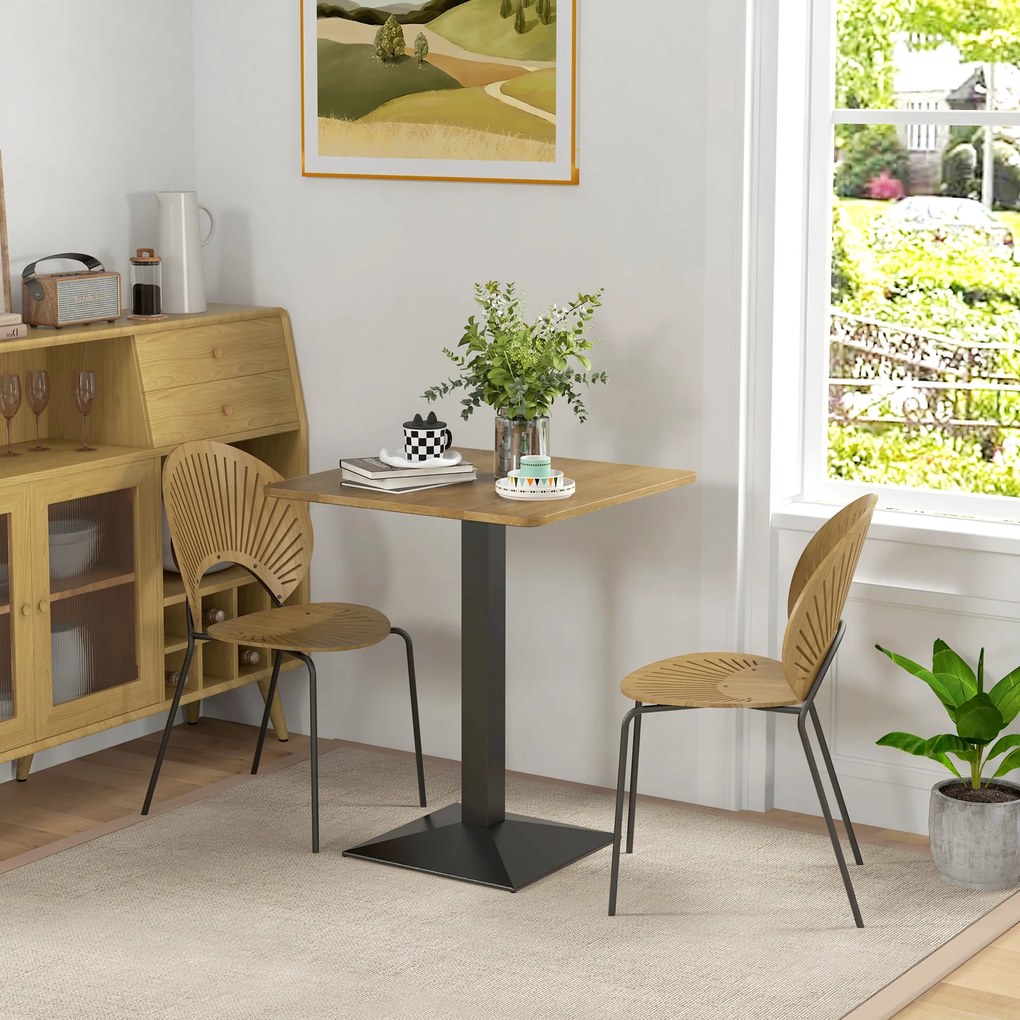 HOMCOM Stół jadalniany Kwadratowy stół kuchenny dla 2 osób z blatem w optyce drewna stalową podstawą 70 x 70 x 75 cm Ciemnobrązowy | Aosom PL