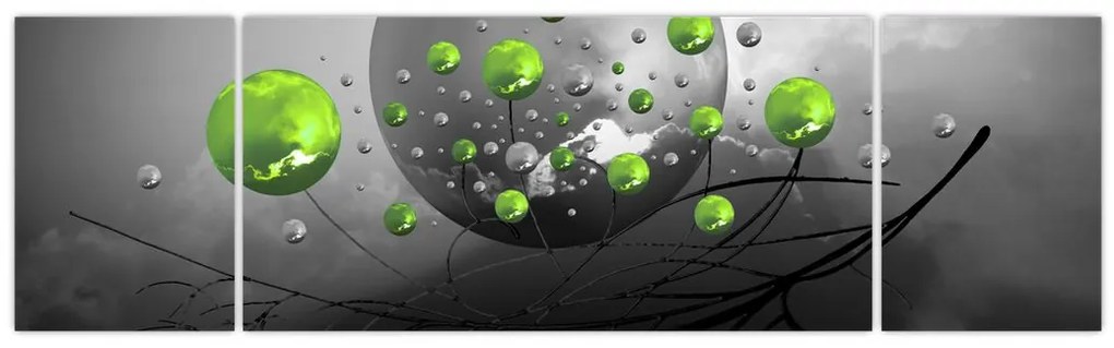 Obraz zielonych abstrakcyjnych kul (170x50 cm)