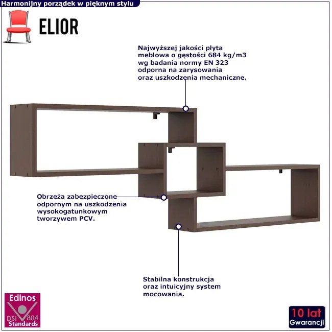 Minimalistyczna półka wisząca wenge - Froslin