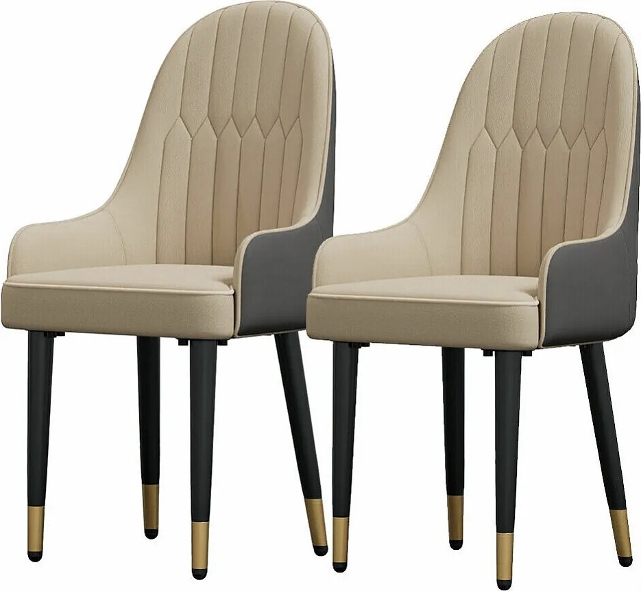 Krzesła do jadalni zestaw 2 wygodnych krzeseł kuchennych fotele przy stole jadalnym ze skóry 52x49x90cm - Kremowe białe