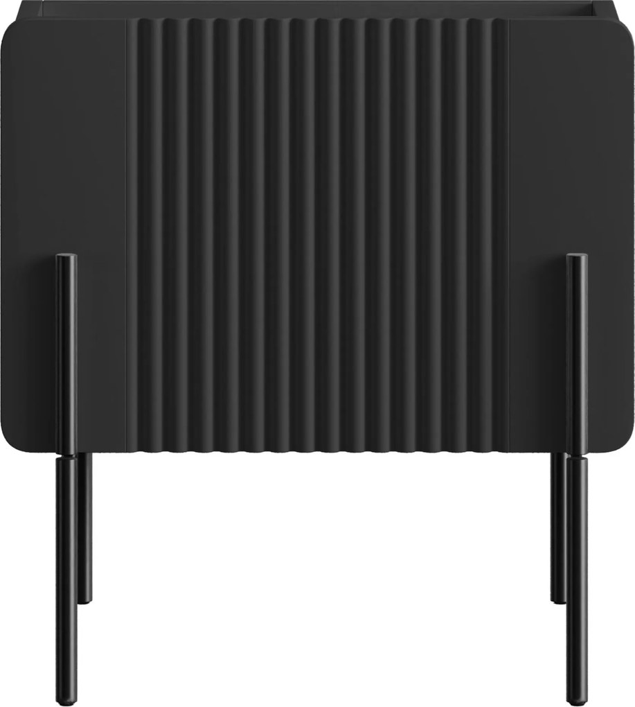 Szafka nocna Malmi z szufladą 45 cm - czarny mat / czarne nóżki
