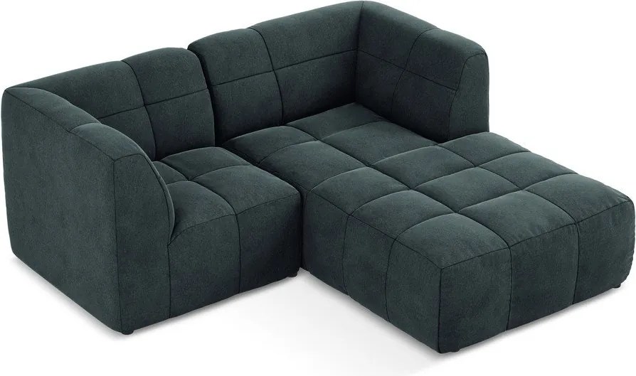 Niebieski aksamitny narożnik (prawostronny/z szezlongiem) Aloha – Makamii