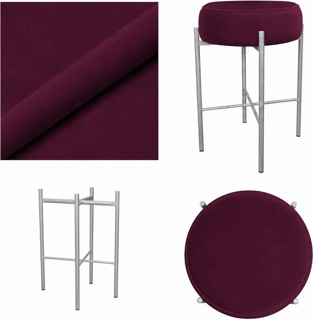 Hoker Pola krzesło barowe podstawa metalowa Tkanina Welur : Kolor Stelaża - Szary, Kolor tkaniny - VELVET - MG02, Typ tkaniny - Velvet