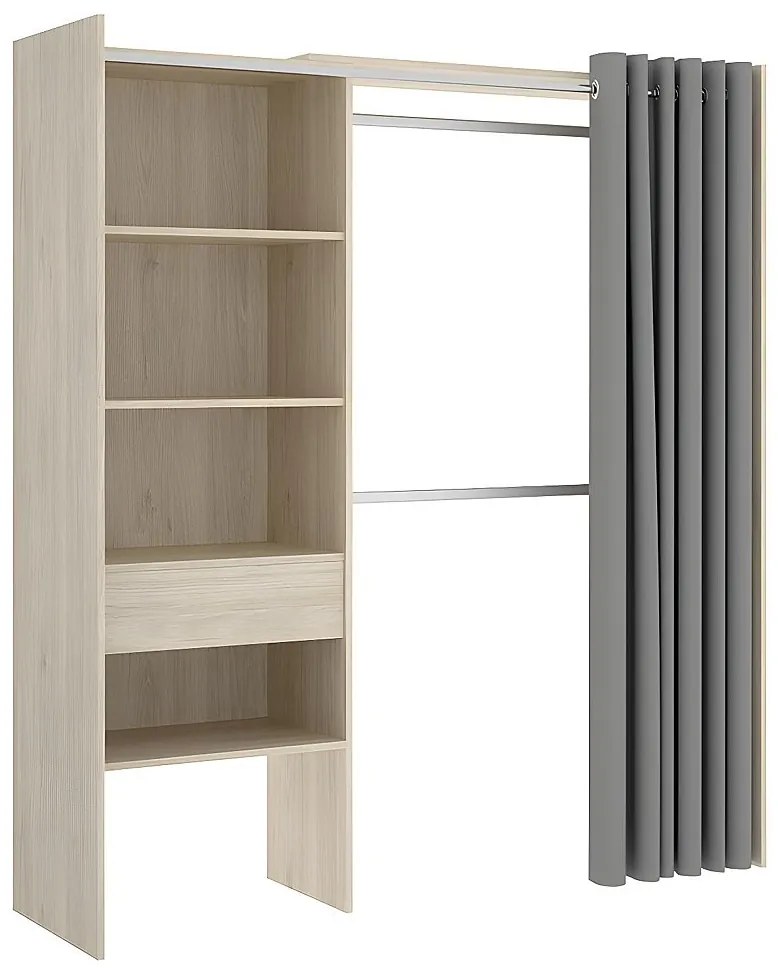Rozkładana garderoba LAURENT - Dł.110/160 cm - Kolor: Dąb i szary