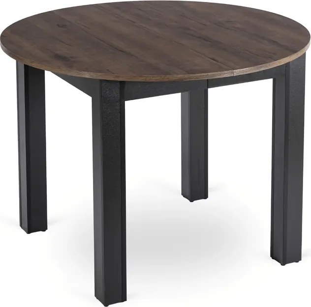 Zestaw Stół Okrągły Rozkładany HARRY 102-142 cm Orzech/Czarny i 4 Krzesła BRAGA Orzech/Krem