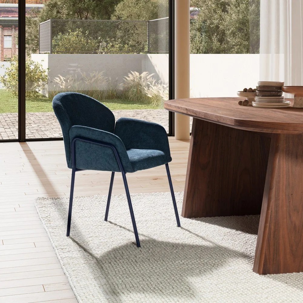 Niebieskie tapicerowane fotele jadalniane zestaw 2 szt. Aslin – MOME