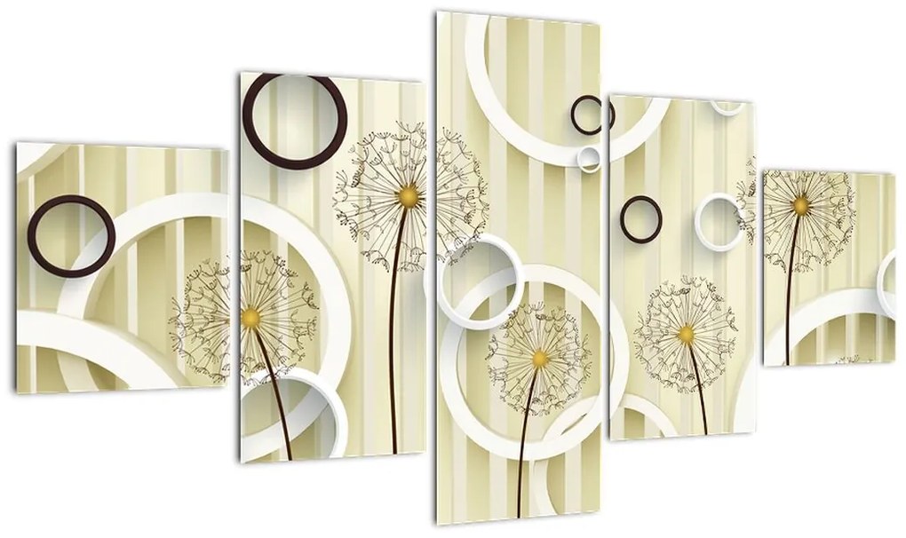 Abstrakcyjny obraz z dmuchawcami (125x70 cm)