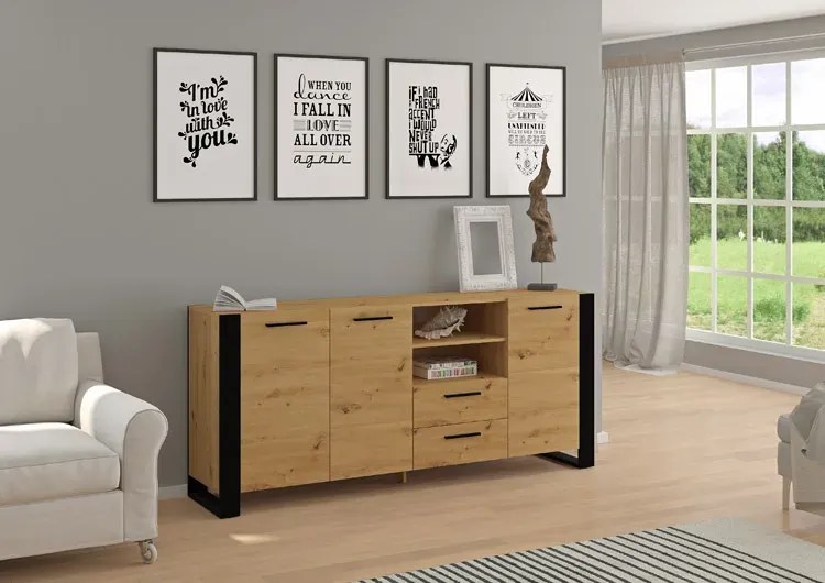 Długa komoda dąb artisan N3-E57