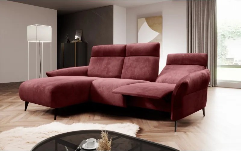 Narożnik STELVIO S układ L z funkcją elektrycznej regulacji głebokości siedziska i oparcia WERSAL