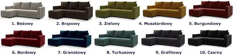 Zielona kanapa narożna z funkcją spania - Nalim