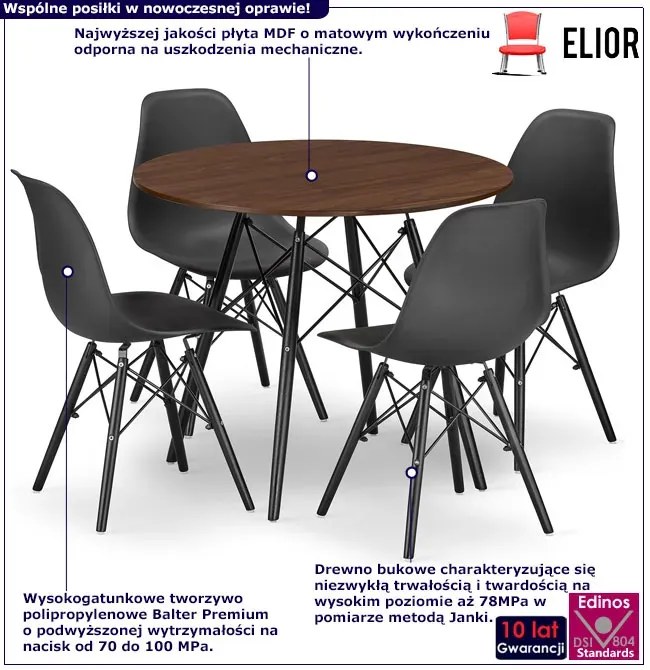 Stół 80 Cm Jesion Z 4 Krzesłami N1-R52