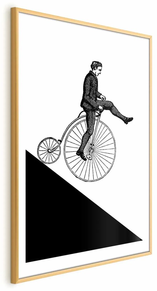 Plakat Cyklista 40x60 cm z ramą złotą z marginesem ARTGEIST B