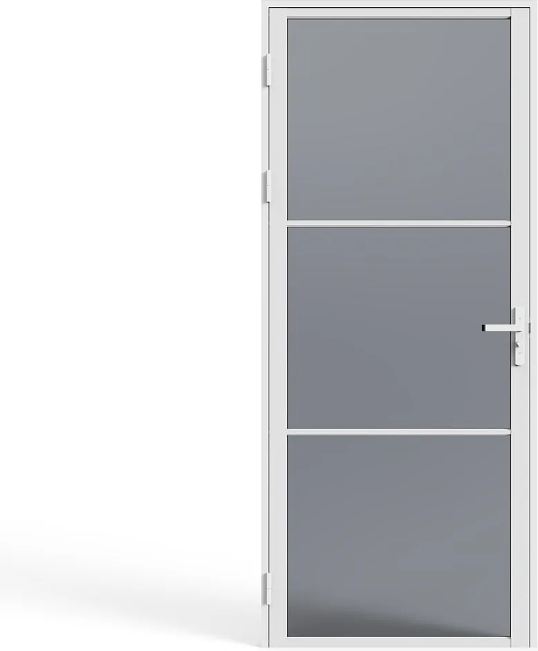 Drzwi z ościeżnicą odwracalne z Aluminium i szkła hartowanego Przydymione - W204 x S73 cm - Biały MASERU