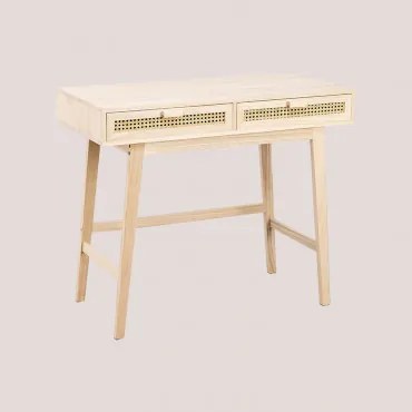 Biurko 100x50 Cm Z Drewna Z Szufladami Ralik Design Naturalna - Sklum