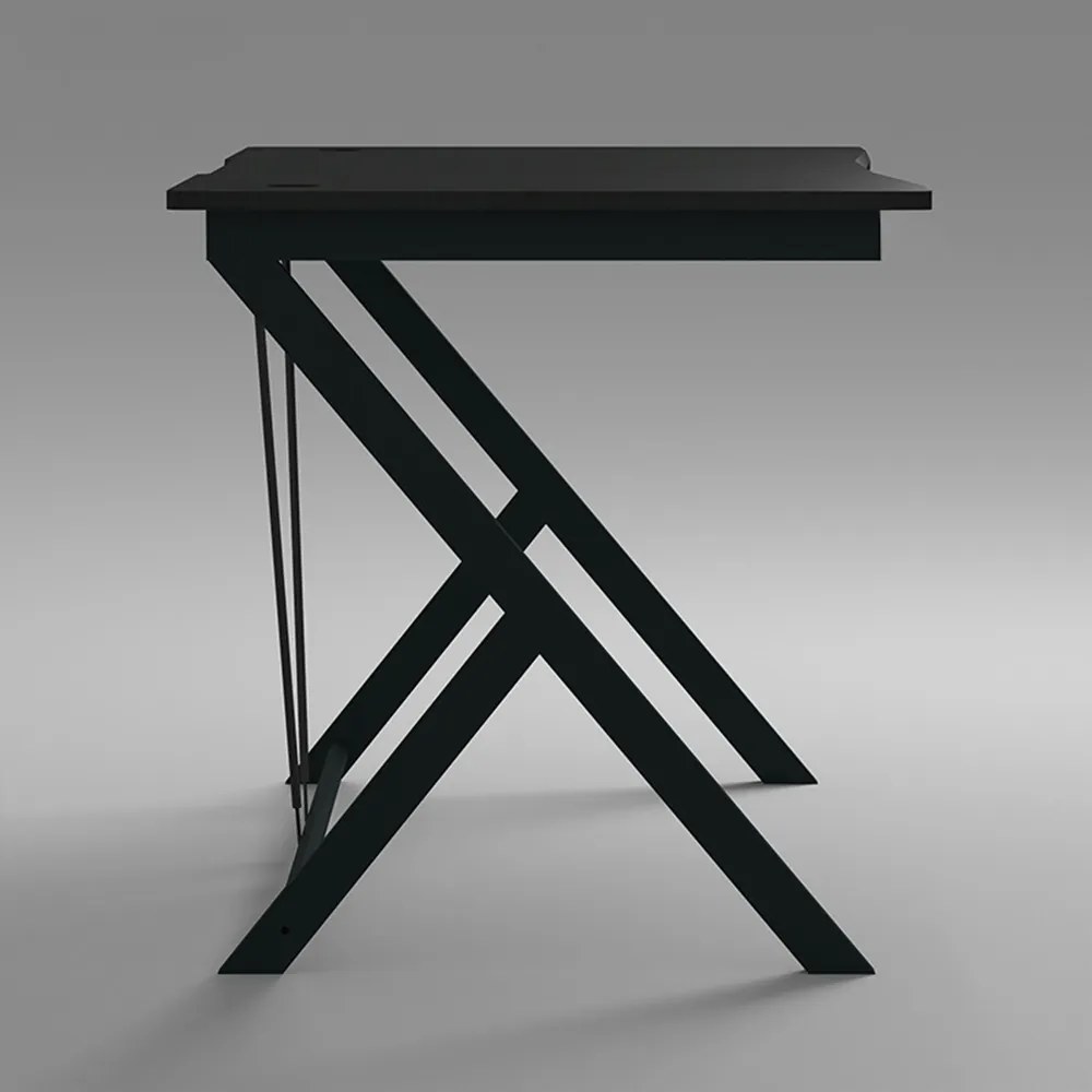 Biurko gamingowe 100x50 cm w stylu loft, z blatem o efekcie karbonu – metalowa rama, nowoczesny design