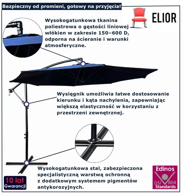Granatowy parasol ogrodowy S2-D62