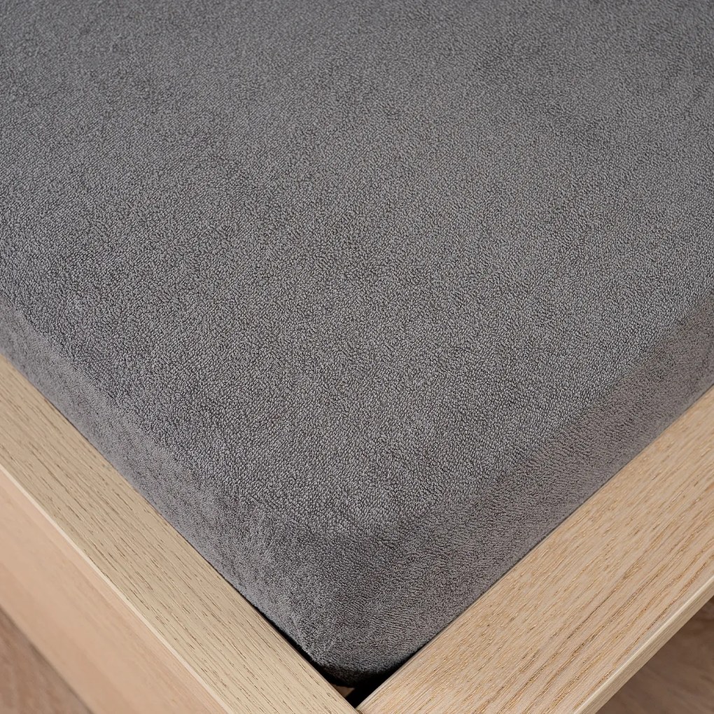 4Home Prześcieradło frotte ciemnoszary, 180 x 200 cm