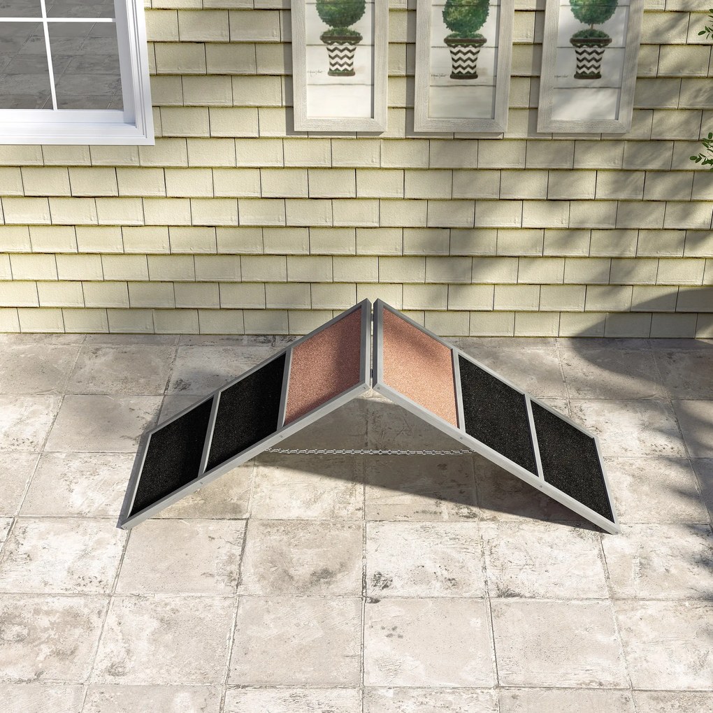 PawHut Rampa treningowa dla psów, urządzenie sportowe, konstrukcja w kształcie A, antypoślizgowa powierzchnia, 173 x 59 x 66 cm, szary | Aosom PL