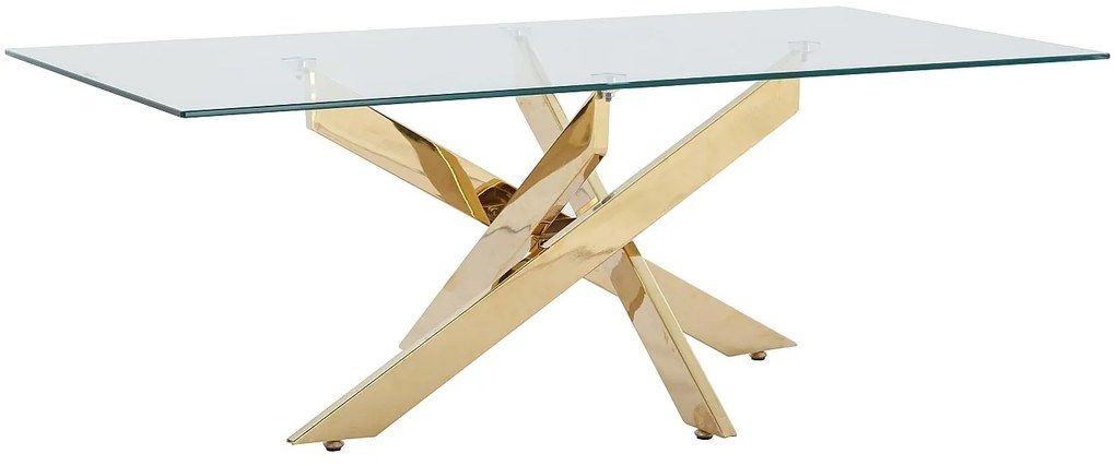 Stolik kawowy z hartowanego szkła i pozłacanego metalu - Przeźroczysty - COSIMA