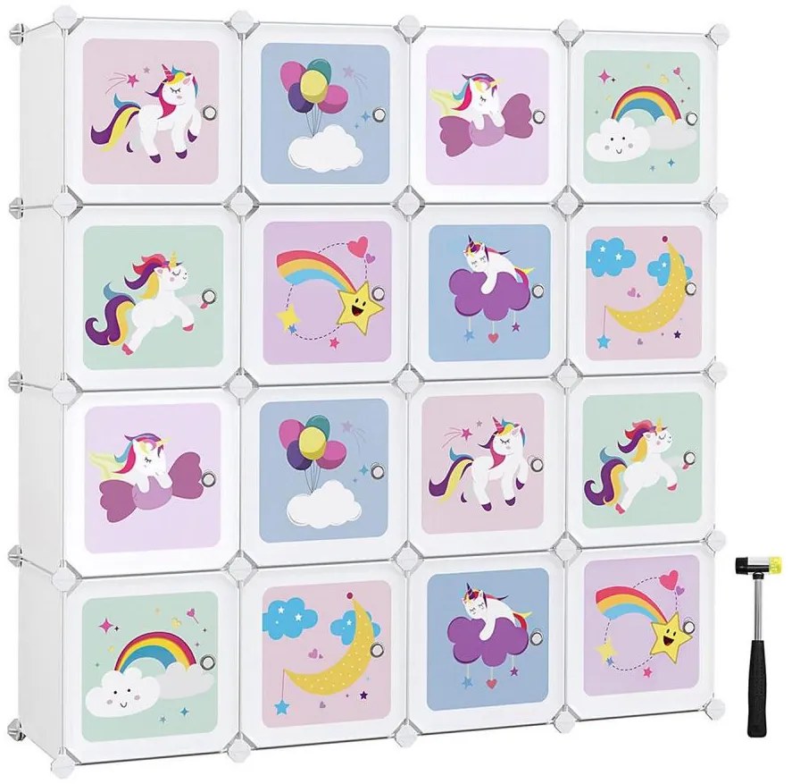 Dziecięca modułowa szafka ANET z kolorowymi pojemnikami na przechowywanie