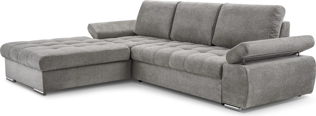 Masseno Narożnik SANDRO z funkcją spania i pojemnikiem na pościel Narozniki L, Rozkładana sofa - Szary, ARAGON 90