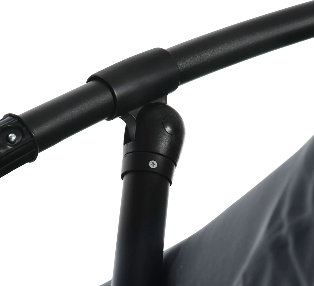 Outsunny Parasol Ogrodowy Ø3m, Obrotowy, z Korbką, Stal Nierdzewna, Poliester, Ciemnoszary/Czarny