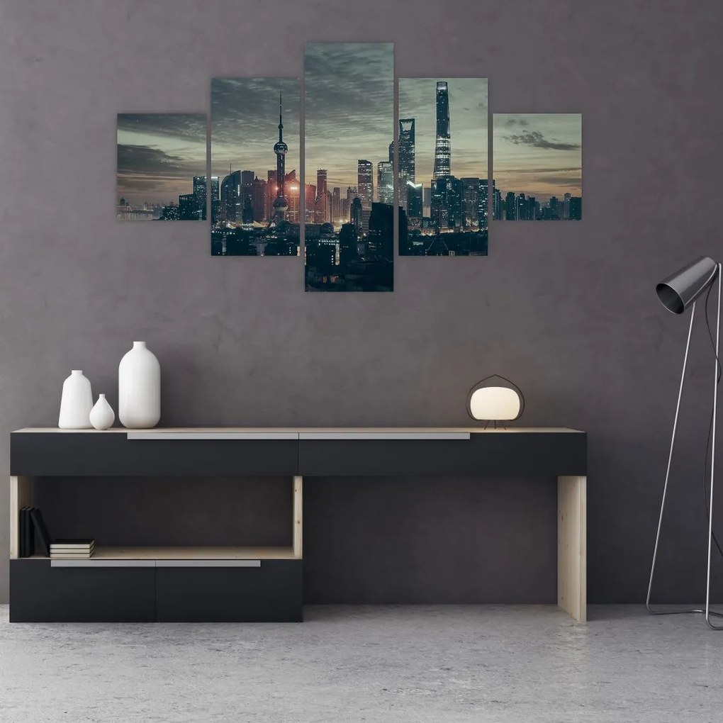 Obraz miasta o zmierzchu (125x70 cm)