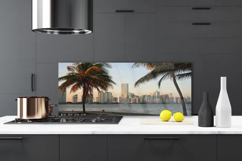 Szkło Dekoracyjne do Kuchni Tropikalna Metropolia nad Morzem