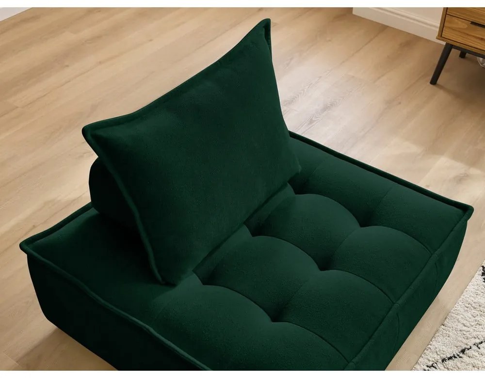 Ciemnozielony fotel z materiału bouclé Elisa – Bobochic Paris