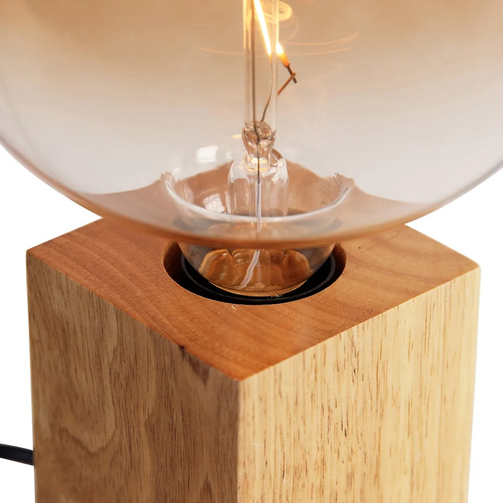 Rustykalna lampa stołowa z drewna naturalnego w komplecie z LED G170 - Bloc Rustykalny / Vintage Oswietlenie wewnetrzne