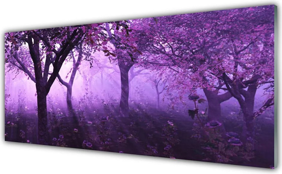 Szkło do Kuchni na Ścianę Sylwetki Drzew o Zmierzchu