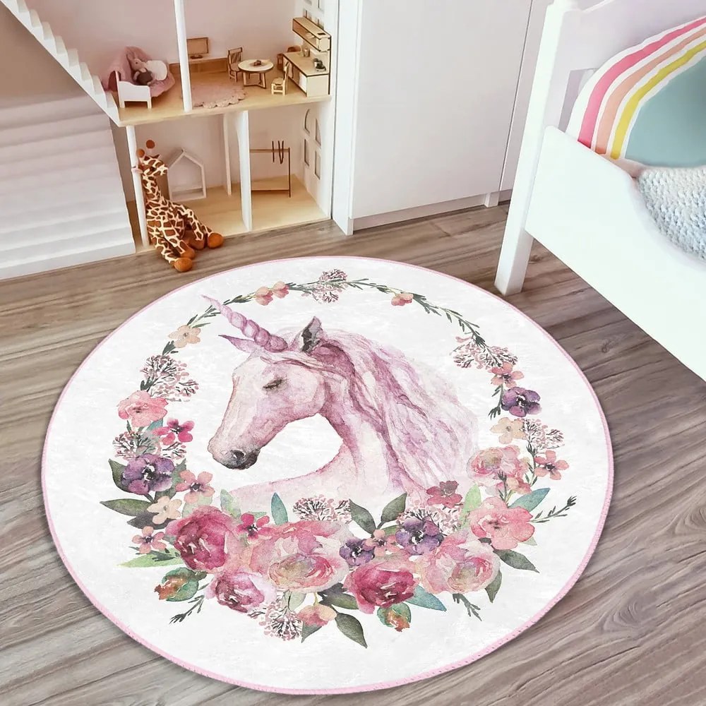 Różowy dywan dziecięcy ø 100 cm Comfort – Mila Home