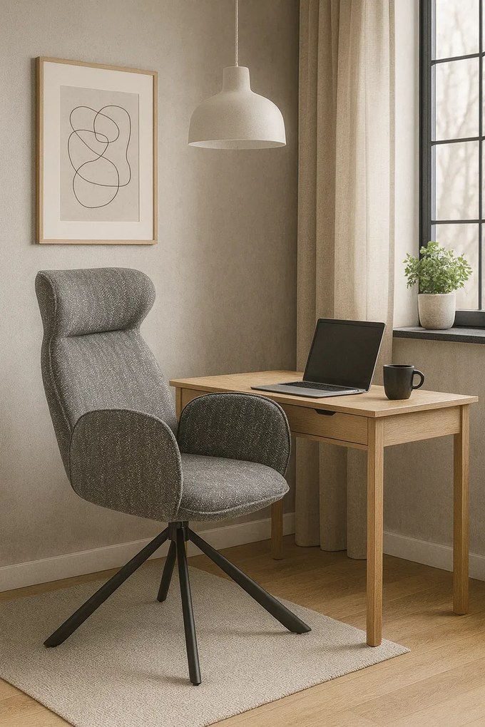 Nowoczesne krzesło z podłokietnikami szare E2-T42