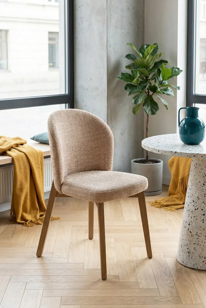 Drewniane krzesło tapicerowane jasny orzech + beż B0-R48