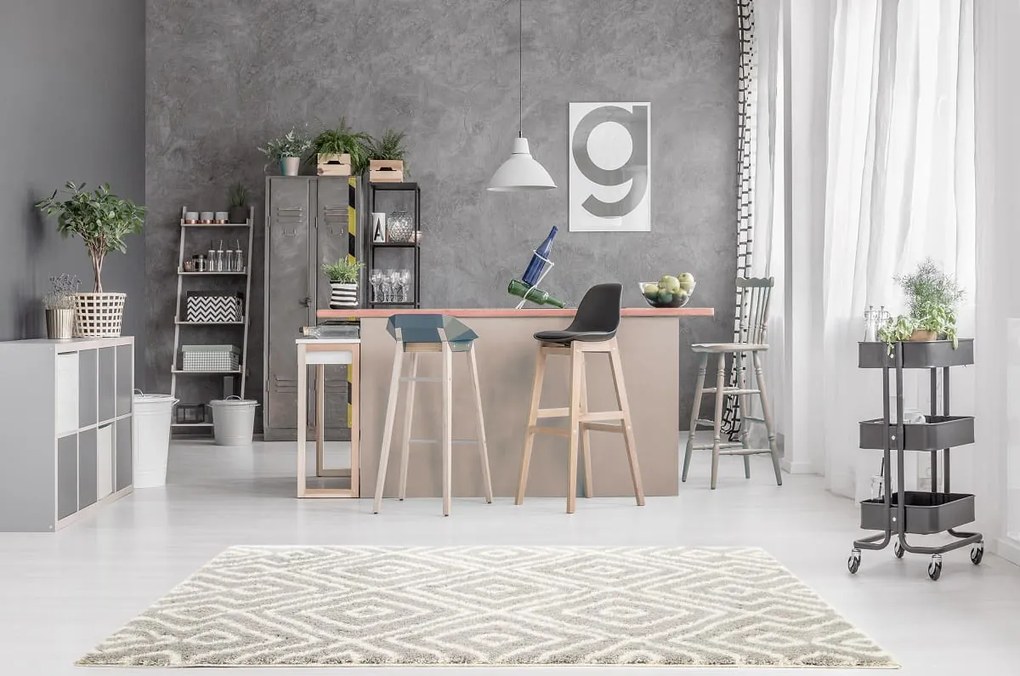 Dywan Shaggy Nano Light Mikrofibra szaro-biały 120 cm x 160 cm